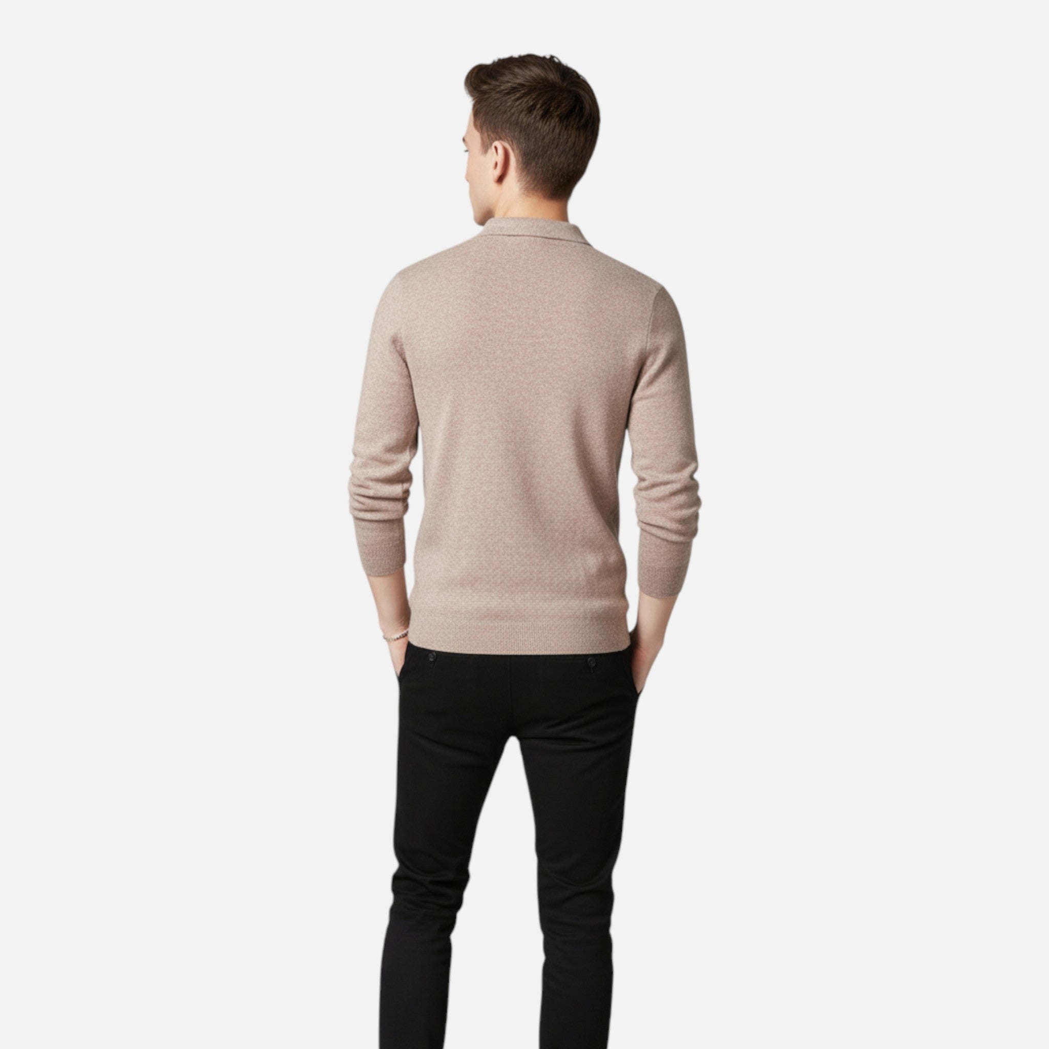Eldemont | Men’s Long Sleeve Polo Sweater – Refined Comfort, Timeless Appeal