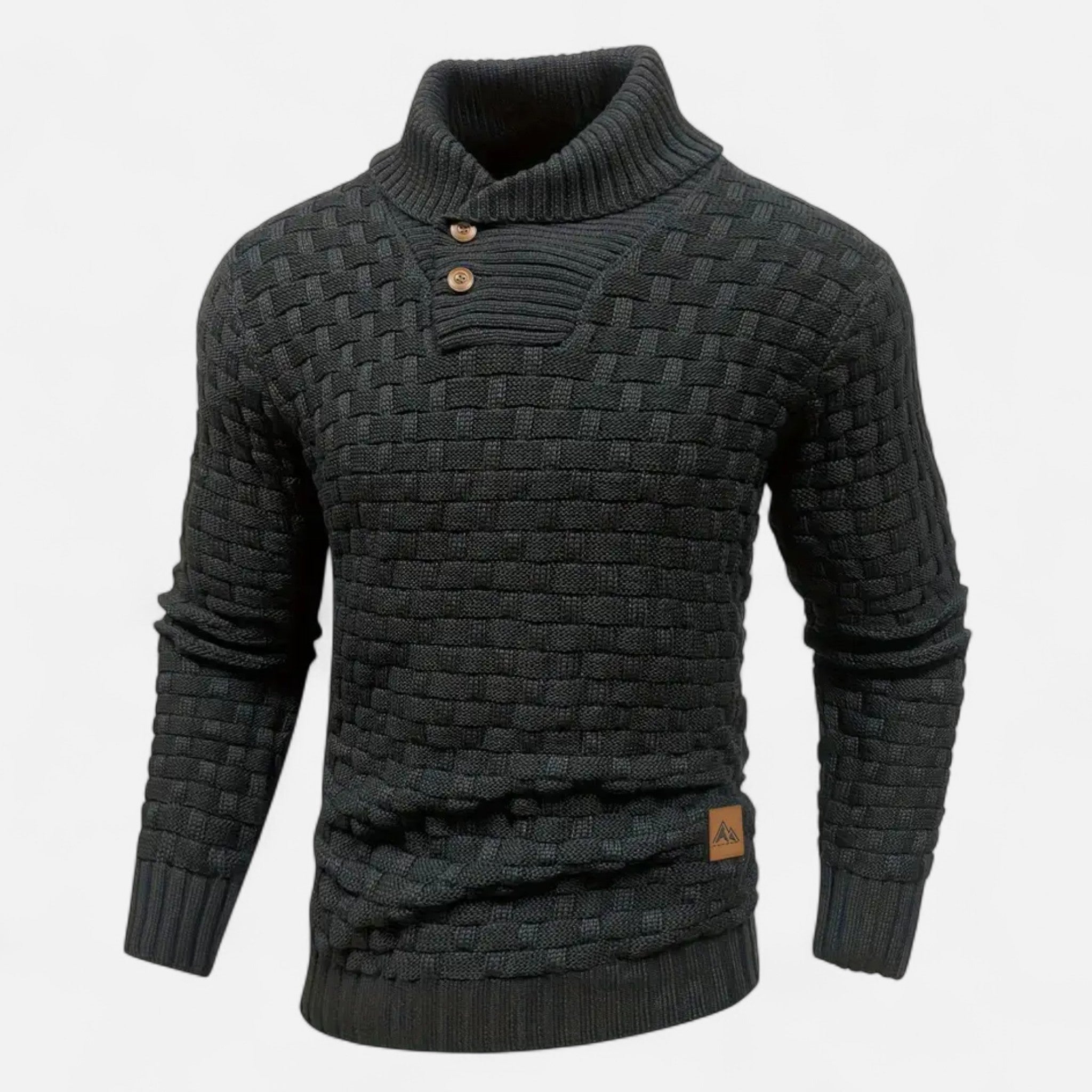 Asher Vale | Men’s Waffle Knit Stretch Sweater – Textured Elegance, Effortless Comfort
