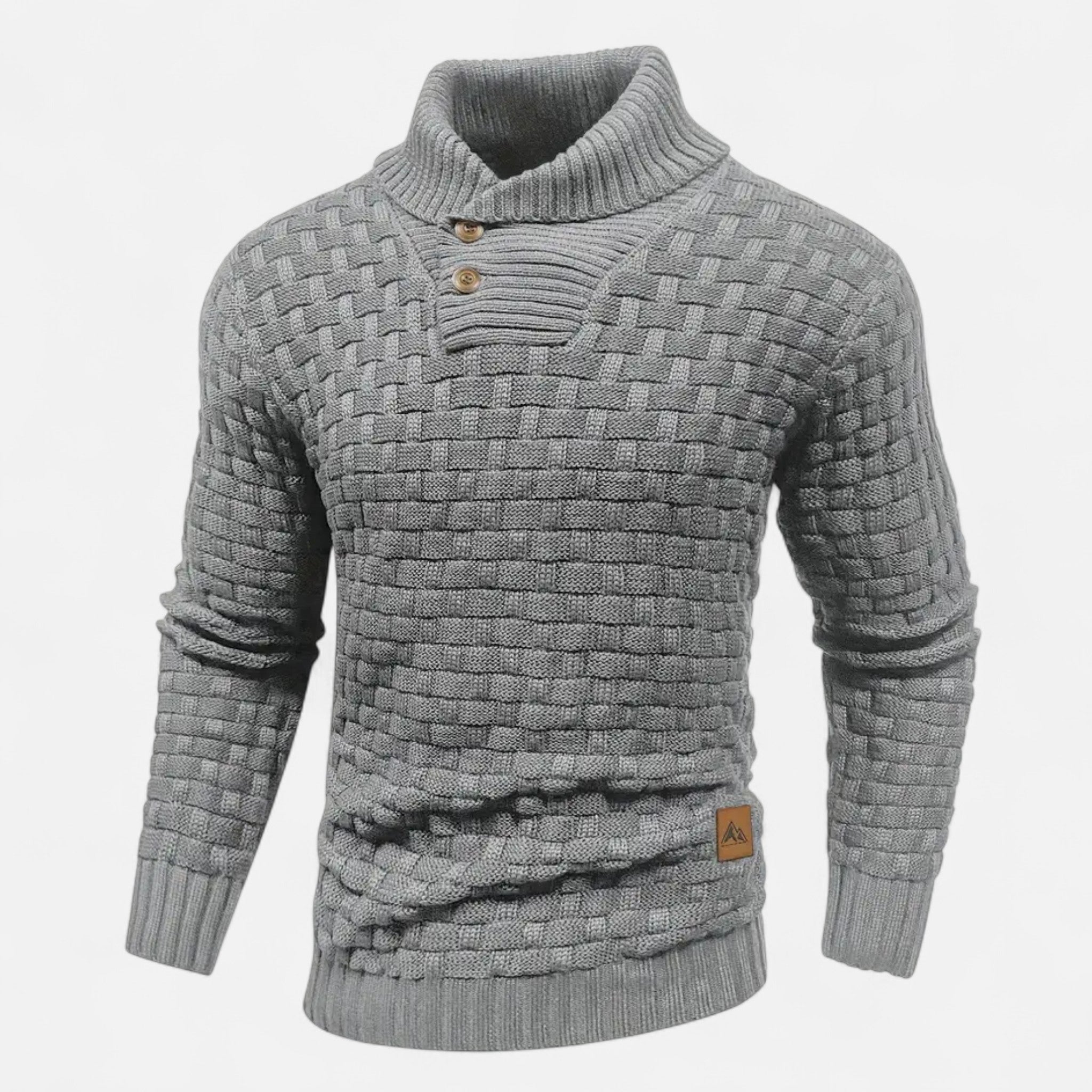 Asher Vale | Men’s Waffle Knit Stretch Sweater – Textured Elegance, Effortless Comfort