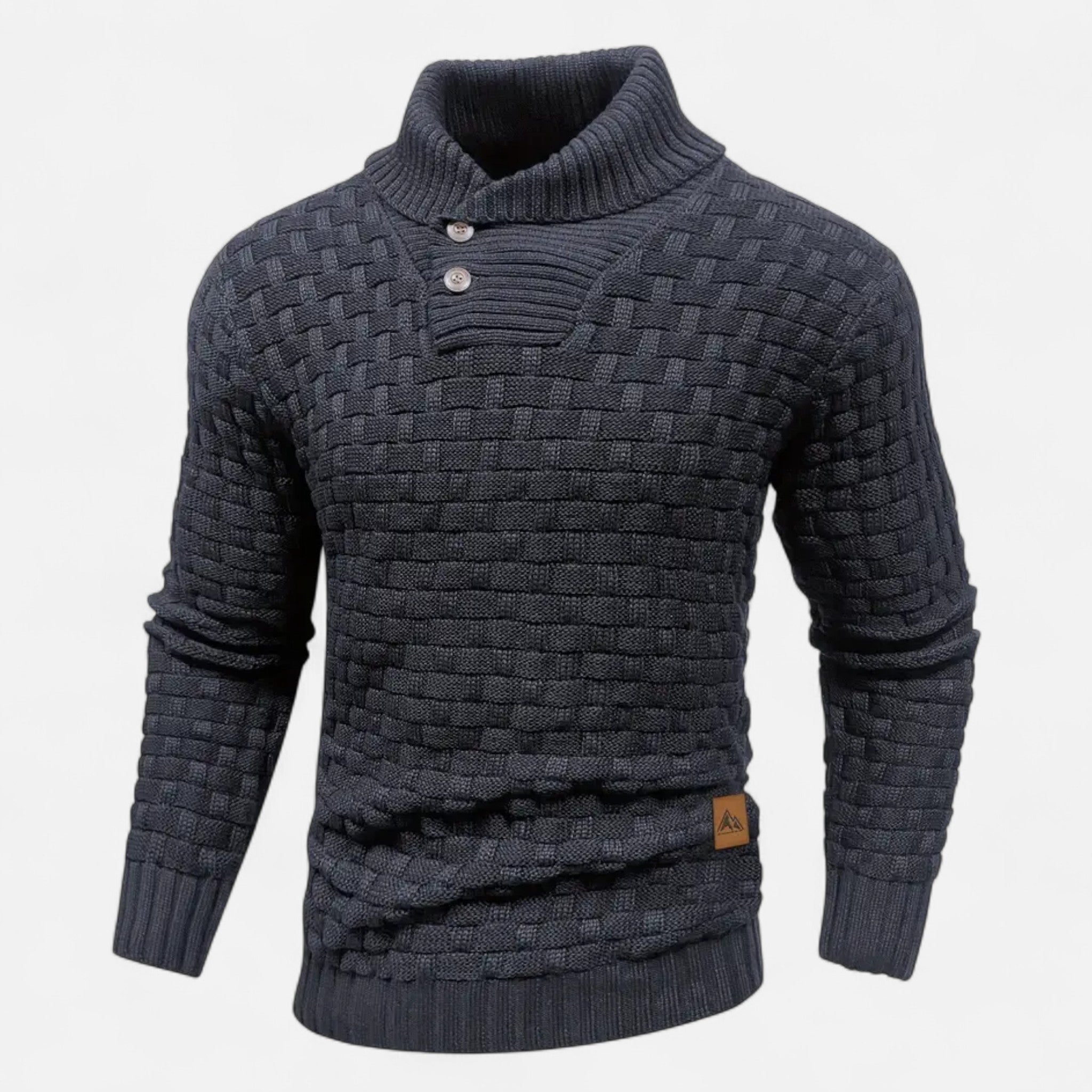 Asher Vale | Men’s Waffle Knit Stretch Sweater – Textured Elegance, Effortless Comfort