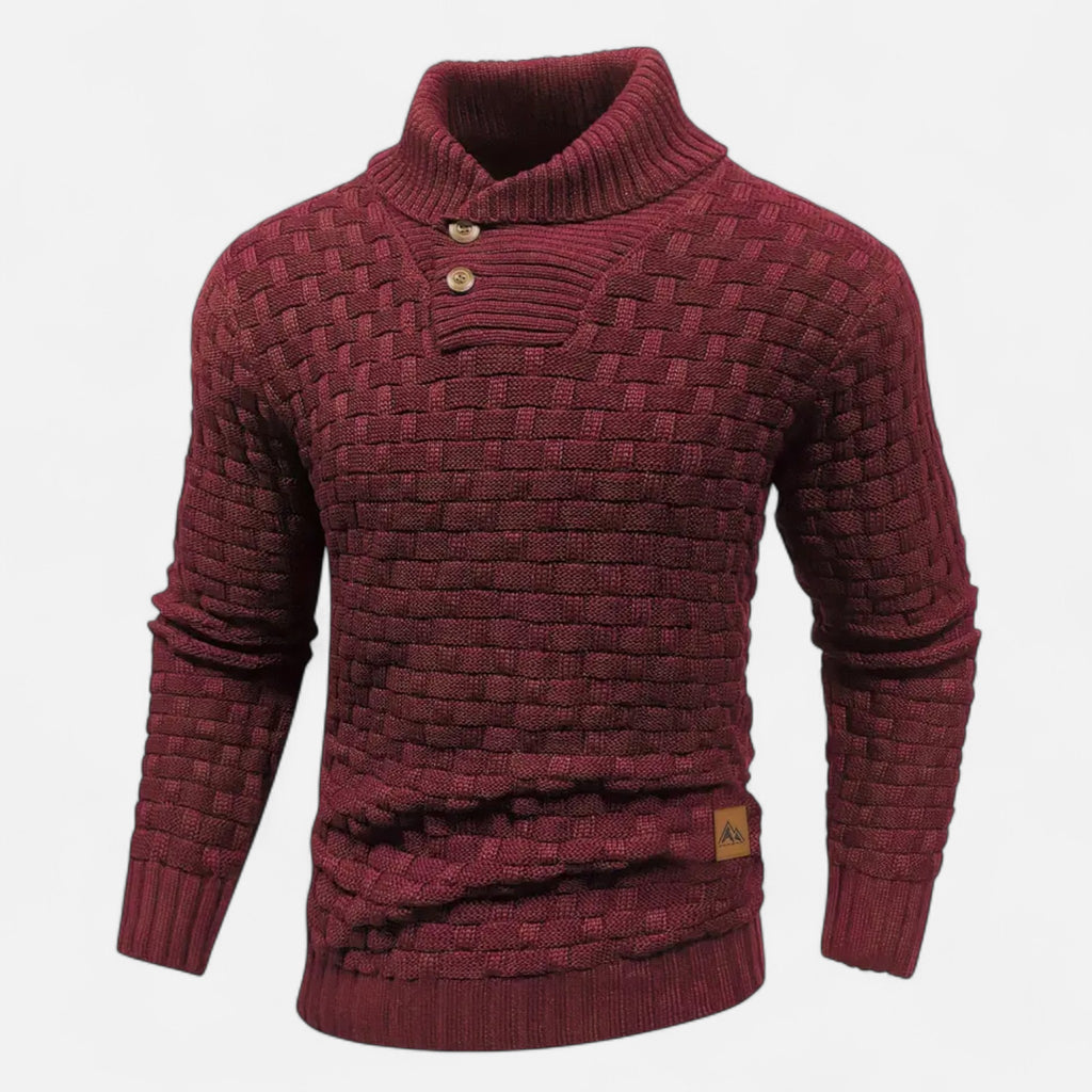 Eldemont | Men’s Waffle Knit Stretch Sweater – Textured Elegance, Effortless Comfort