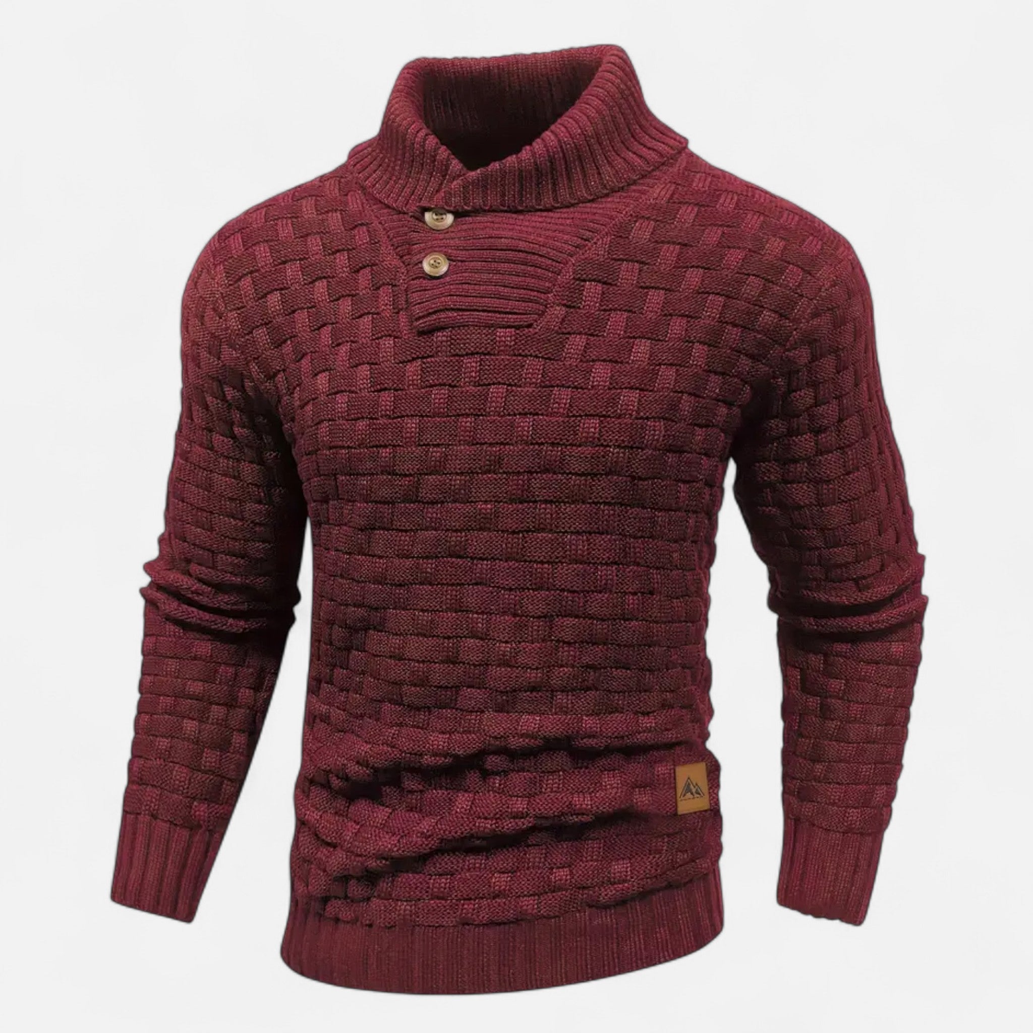 Asher Vale | Men’s Waffle Knit Stretch Sweater – Textured Elegance, Effortless Comfort