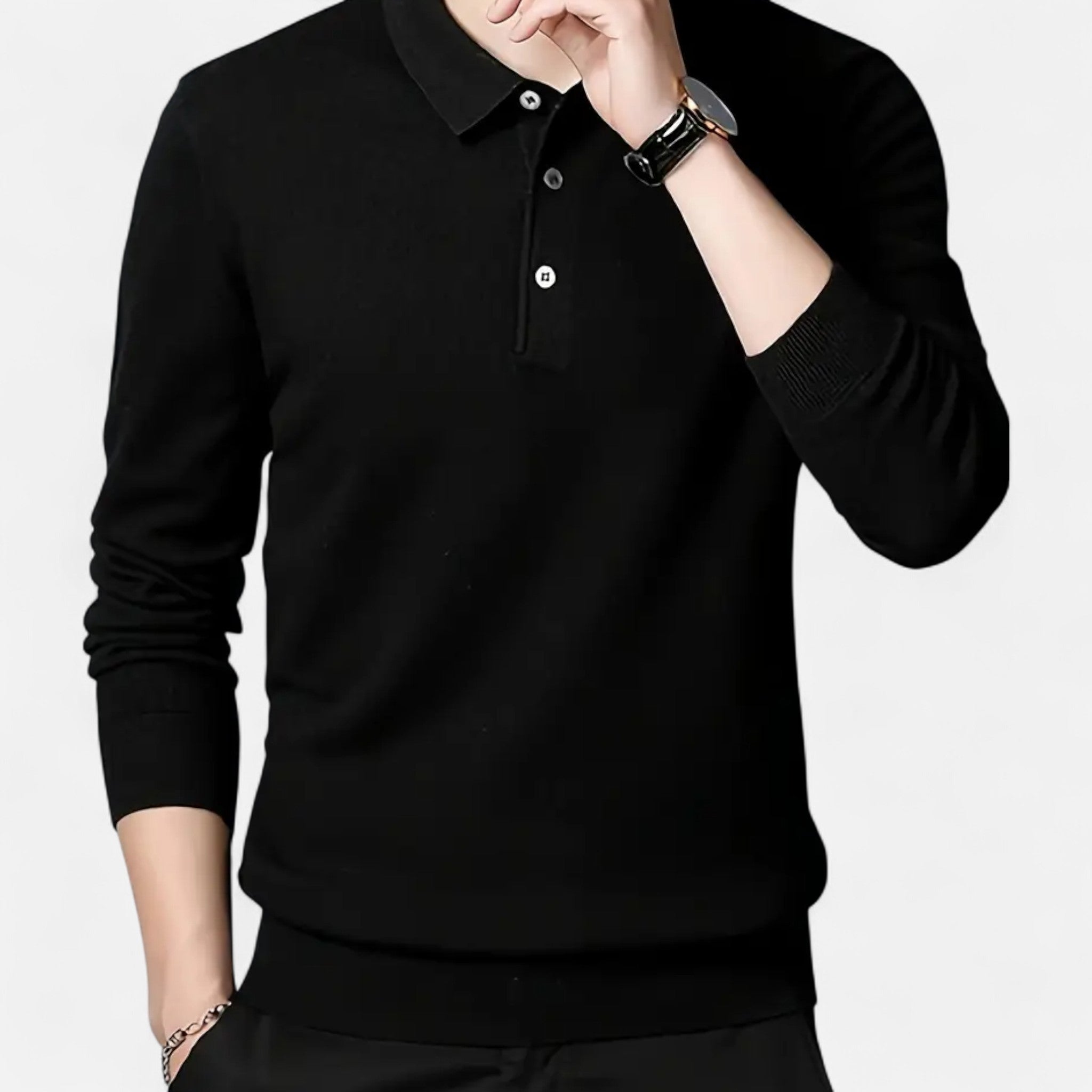 Asher Vale | Men’s Long Sleeve Polo Sweater – Refined Comfort, Timeless Appeal