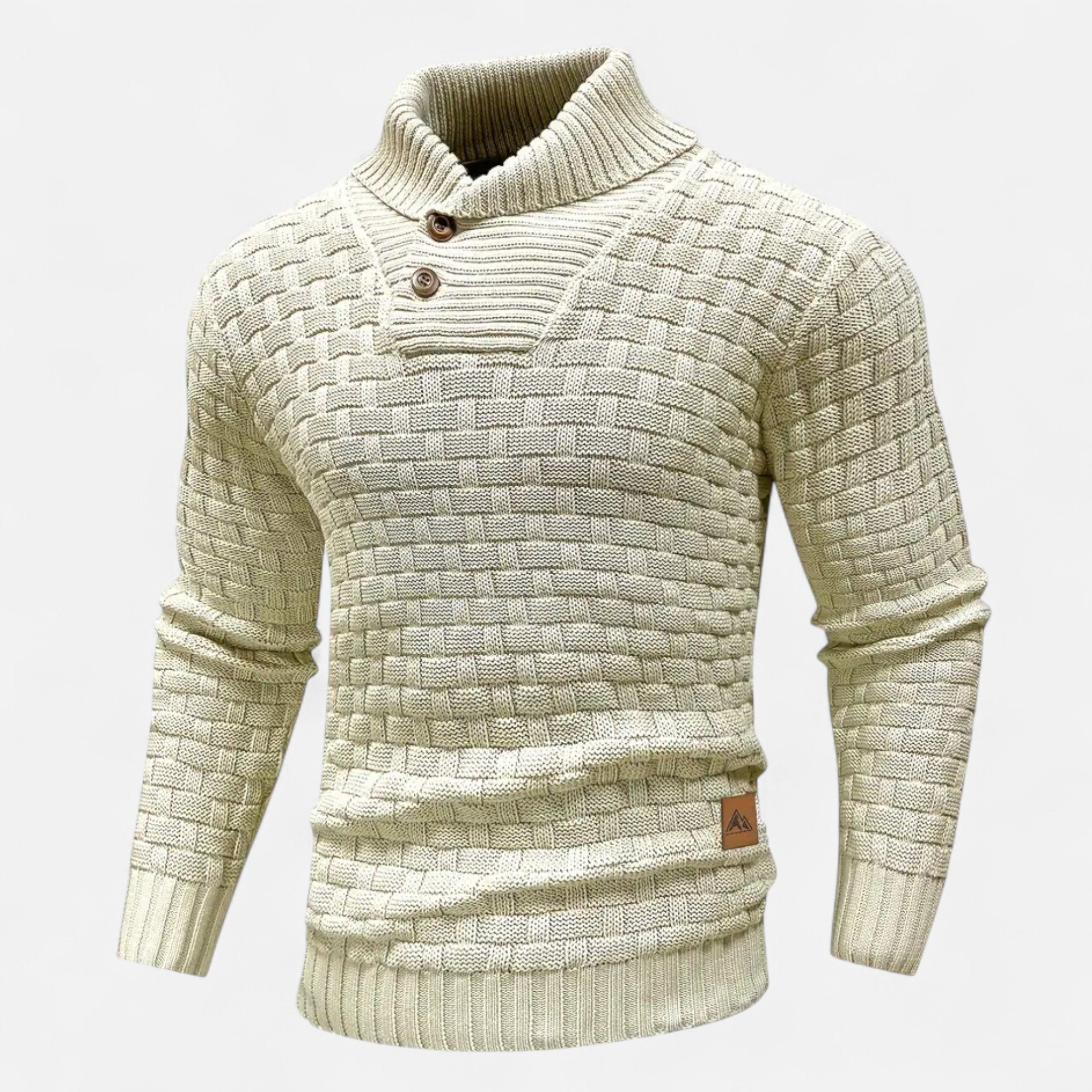 Asher Vale | Men’s Waffle Knit Stretch Sweater – Textured Elegance, Effortless Comfort