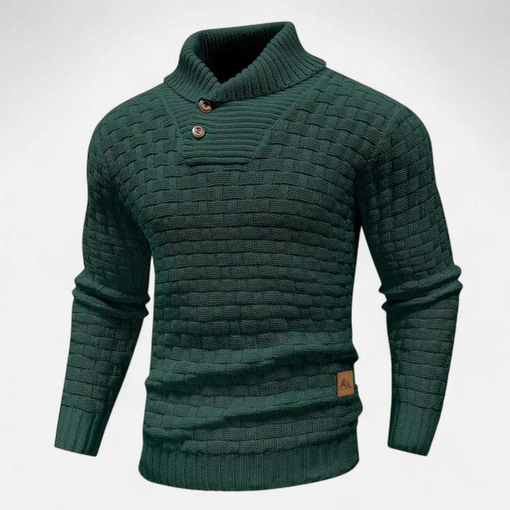 Eldemont | Men’s Waffle Knit Stretch Sweater – Textured Elegance, Effortless Comfort
