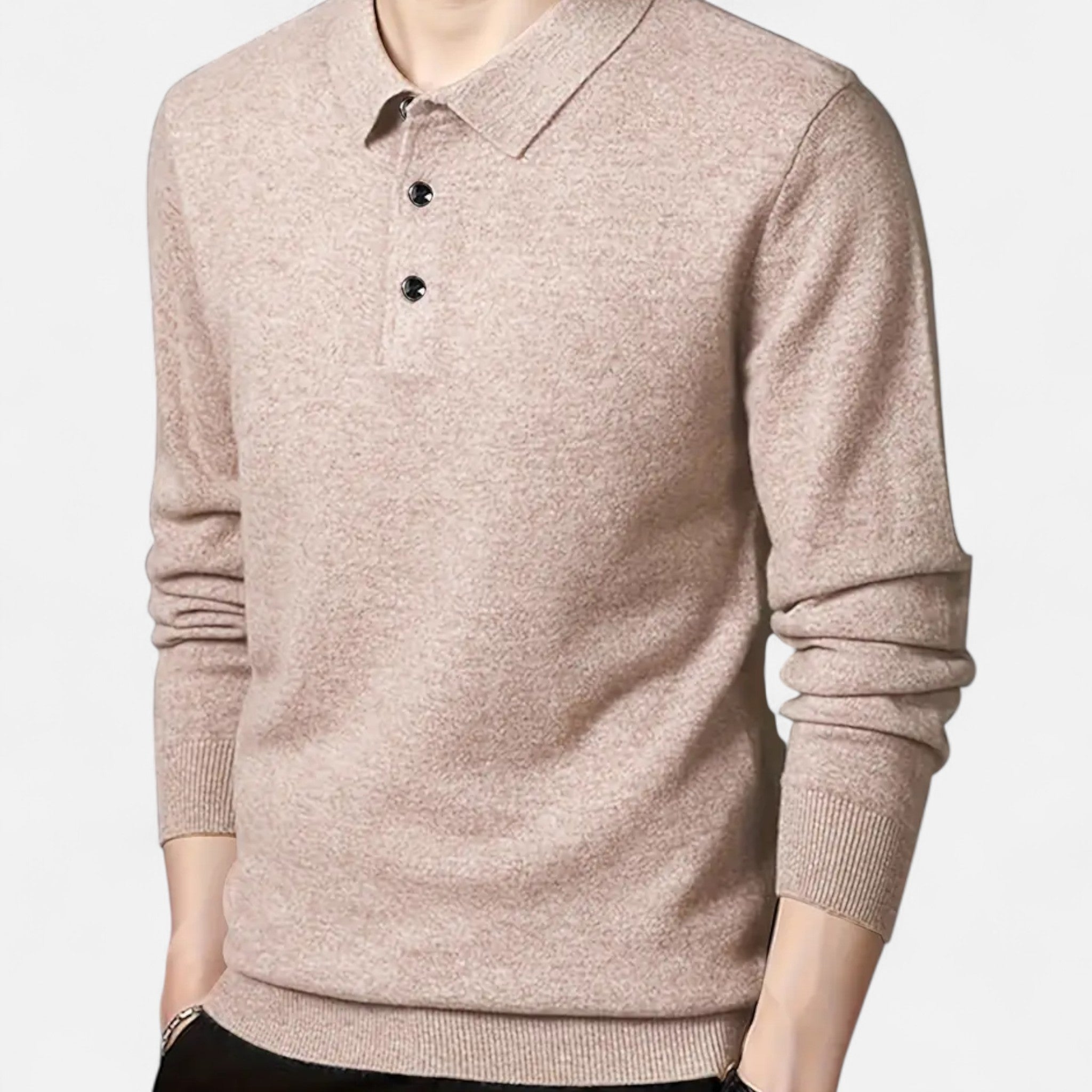 Asher Vale | Men’s Long Sleeve Polo Sweater – Refined Comfort, Timeless Appeal