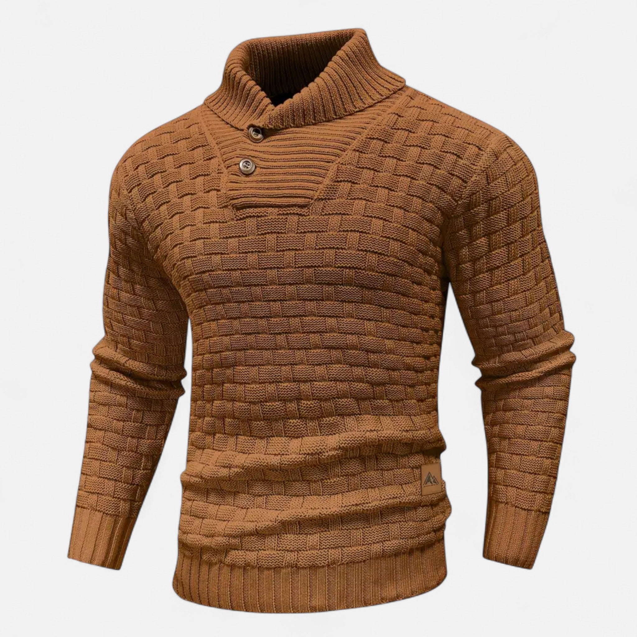 Asher Vale | Men’s Waffle Knit Stretch Sweater – Textured Elegance, Effortless Comfort