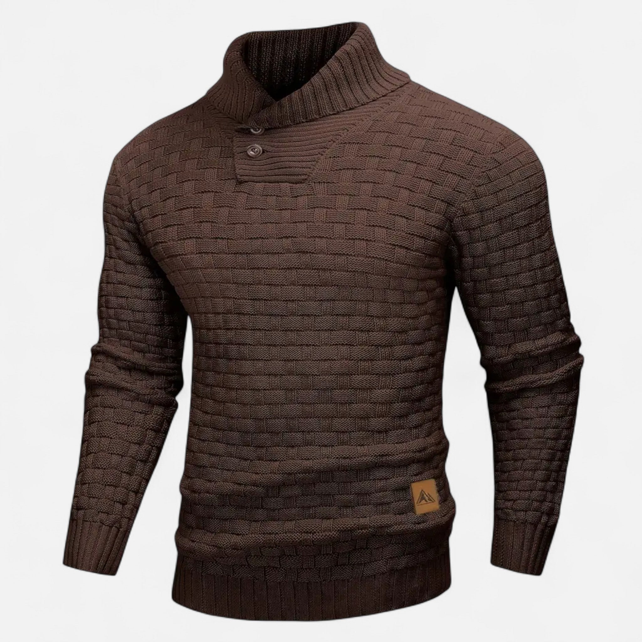 Asher Vale | Men’s Waffle Knit Stretch Sweater – Textured Elegance, Effortless Comfort