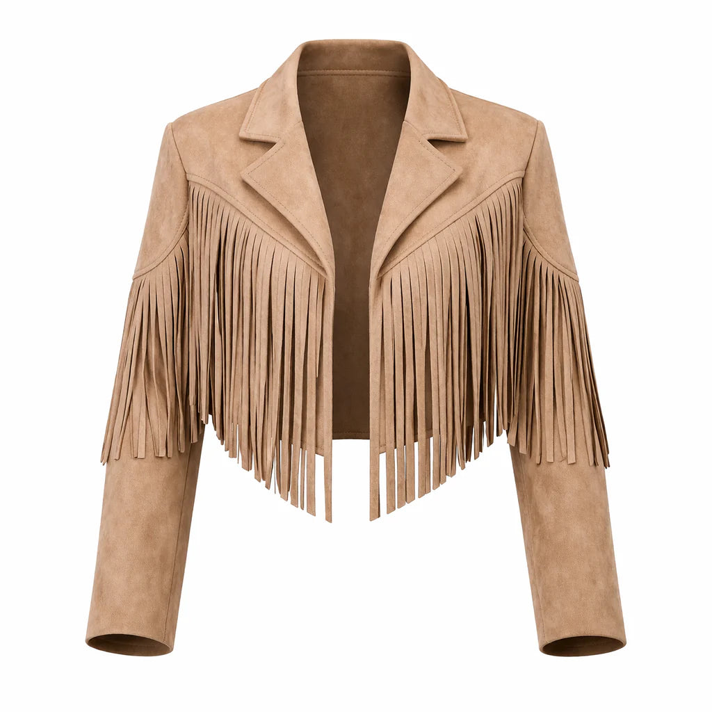Eldemont | Women's Jacket with Fringing - Stylish Mid-Season Jacket