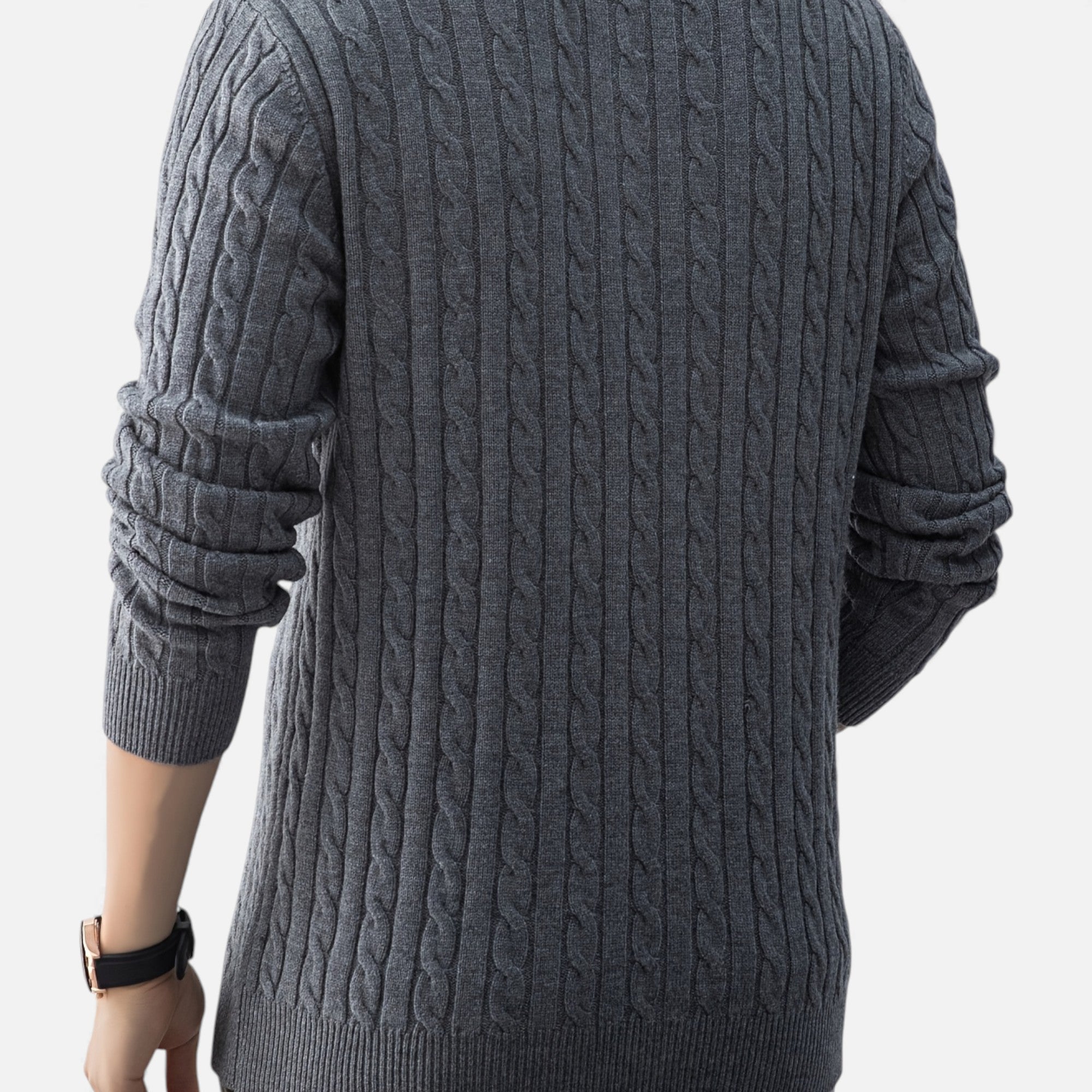 Eldemont | Men’s Cable-Knit Pullover with Zip Collar
