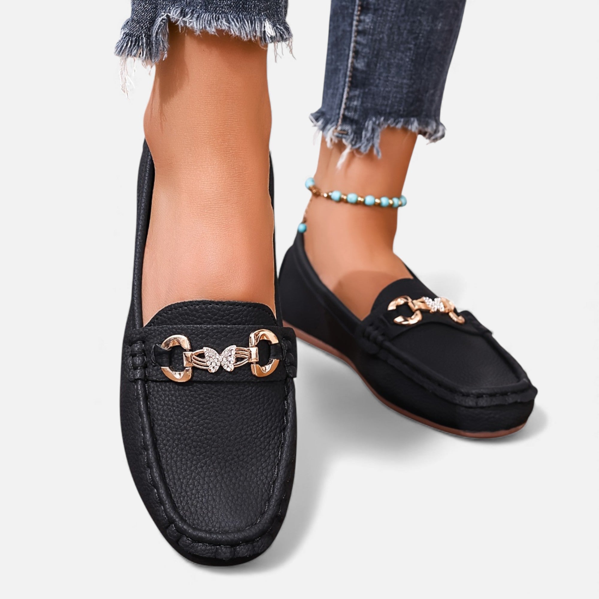 Eldemont | Women’s Strapped Butterfly Diamond Loafers