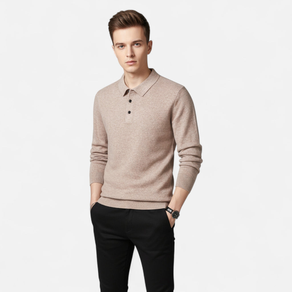 Eldemont | Men’s Long Sleeve Polo Sweater – Refined Comfort, Timeless Appeal