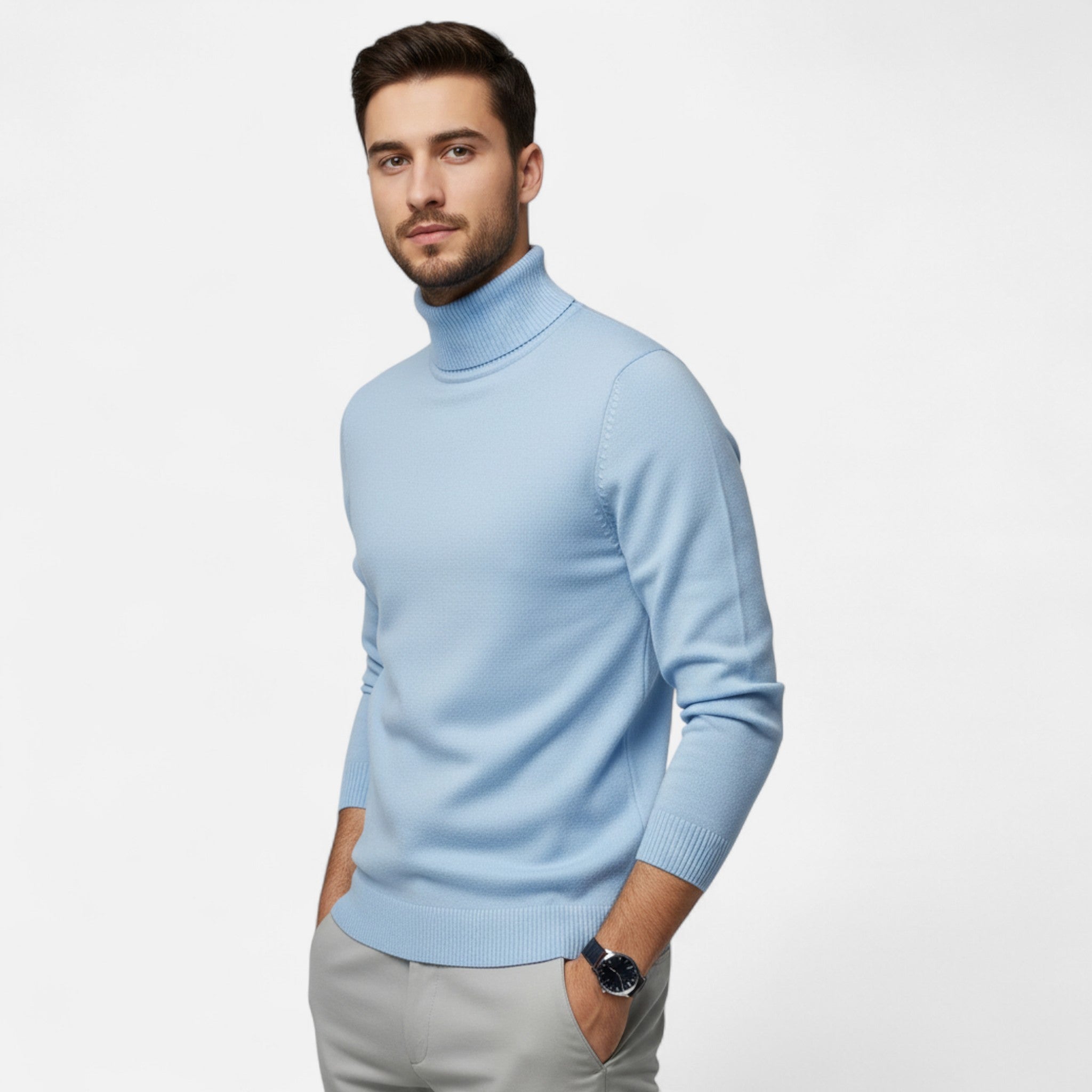 Asher Vale | Men’s Solid Turtleneck Sweater – Modern Simplicity, Lasting Sophistication