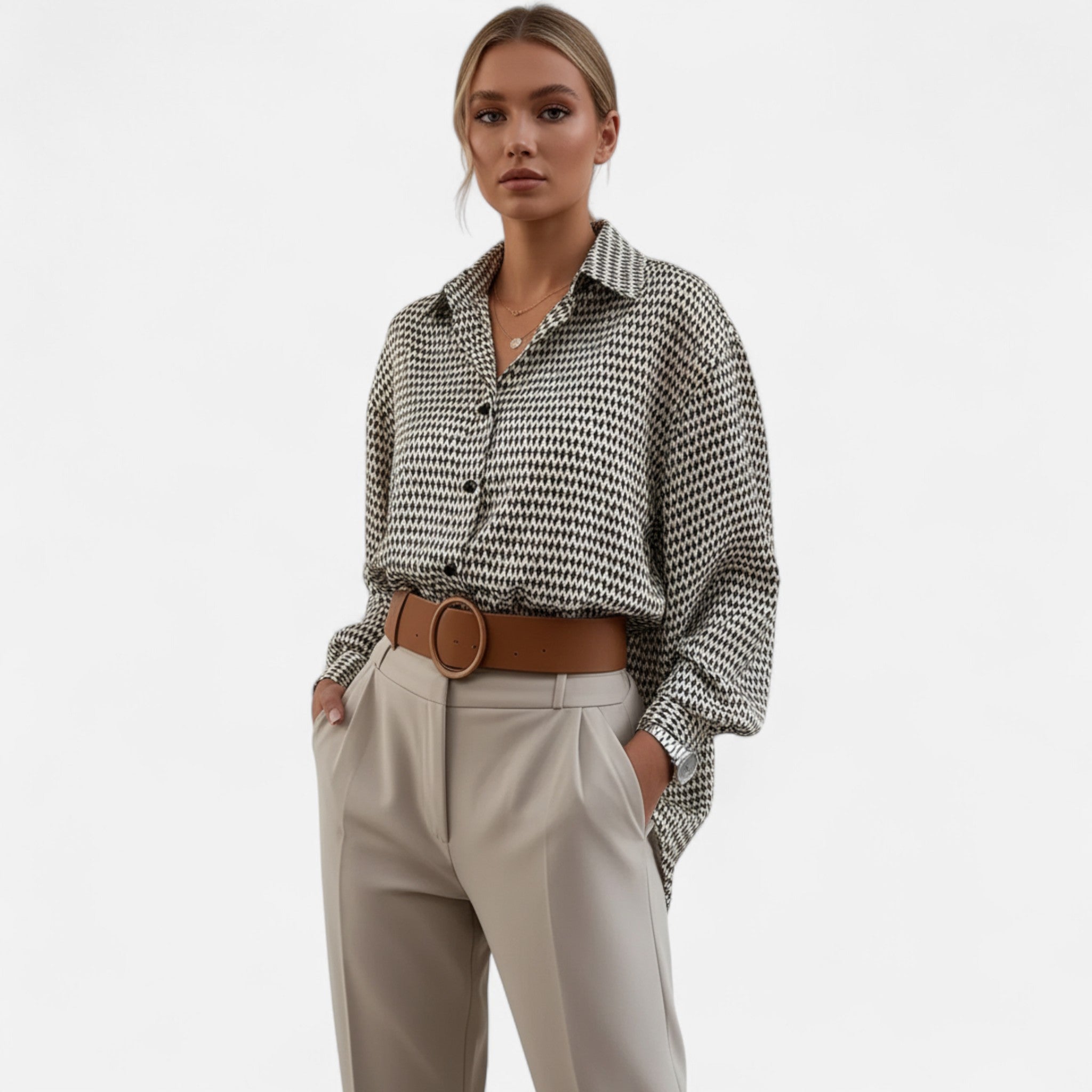 Eldemont | Women’s Geometric Longsleeve Blouse