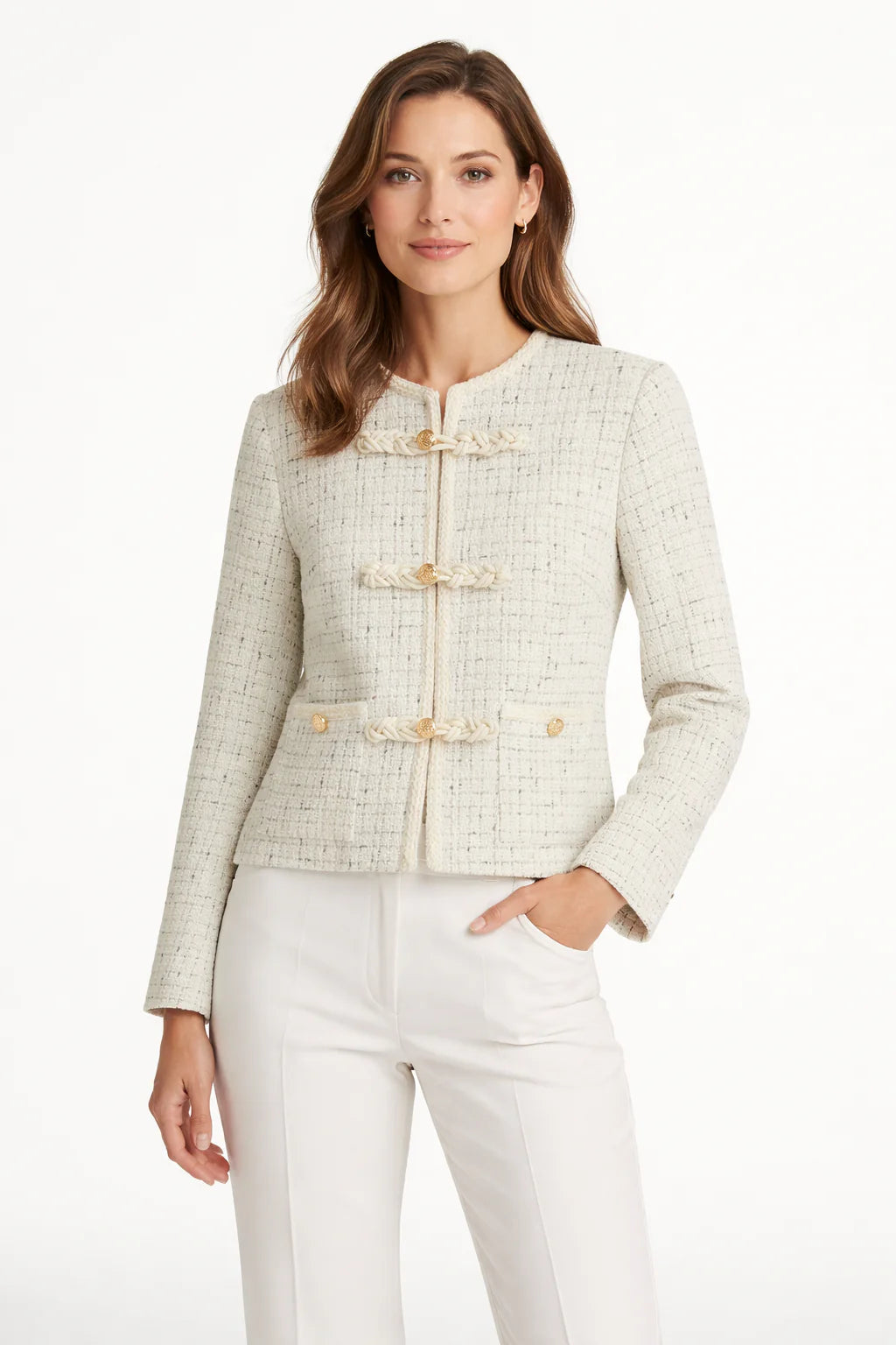 Eldemont | Women's Jacket with Tweed Metal Details - Regular Fit