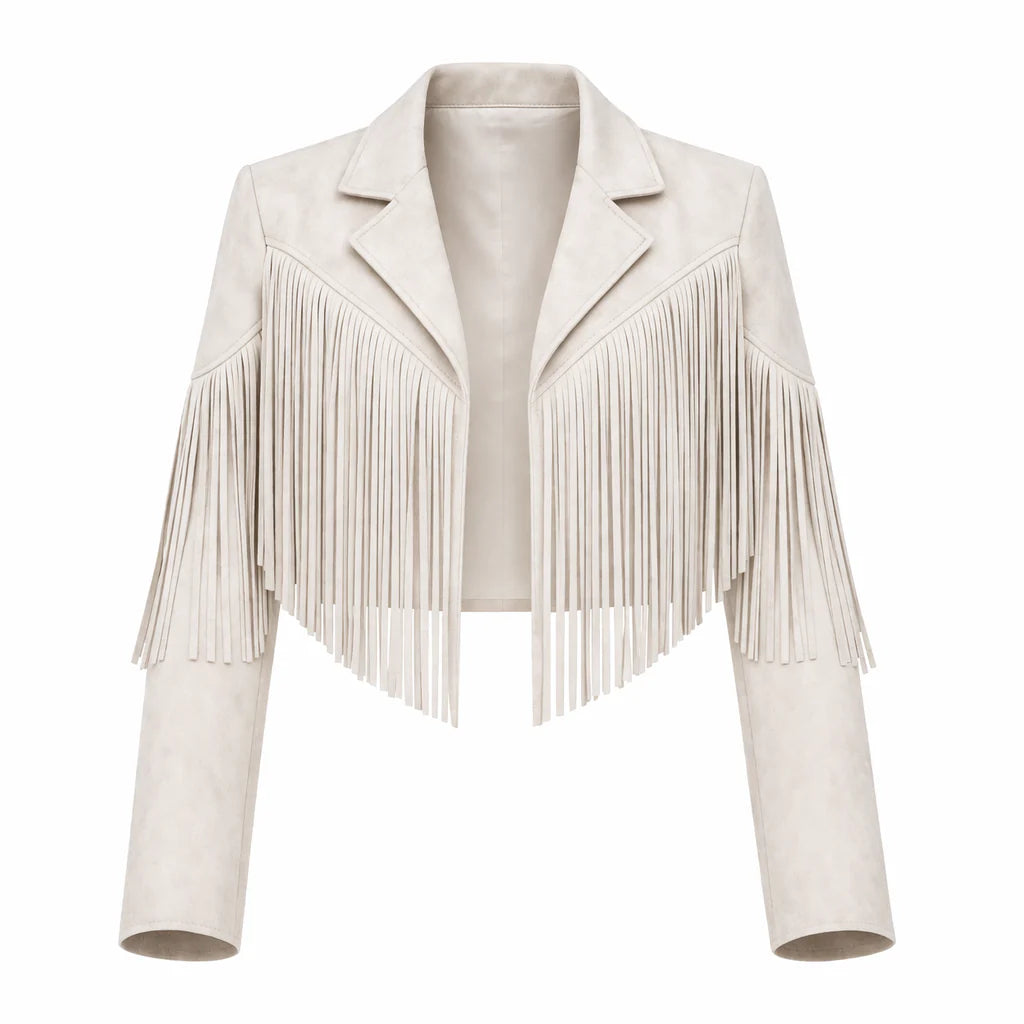 Eldemont | Women's Jacket with Fringing - Stylish Mid-Season Jacket