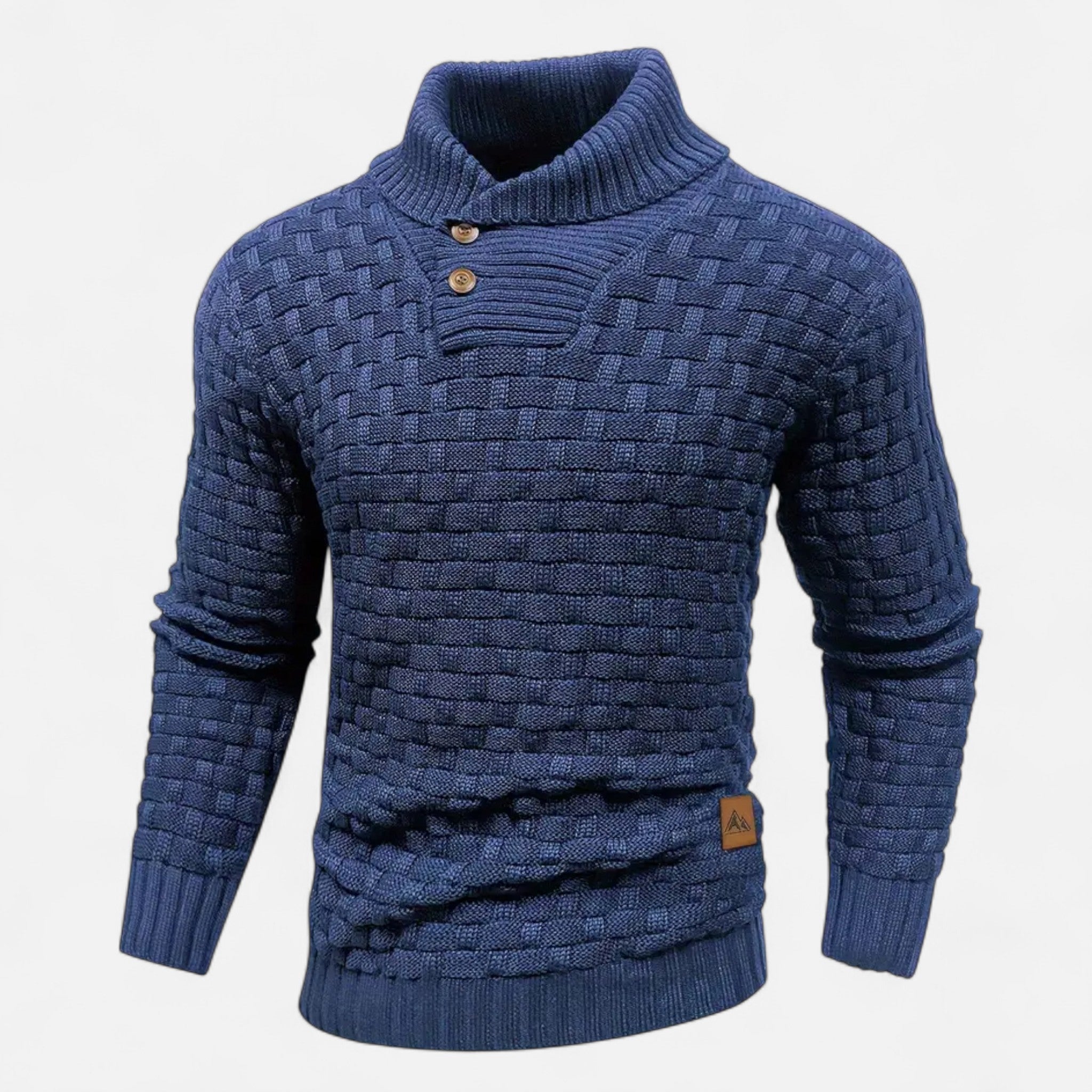 Asher Vale | Men’s Waffle Knit Stretch Sweater – Textured Elegance, Effortless Comfort