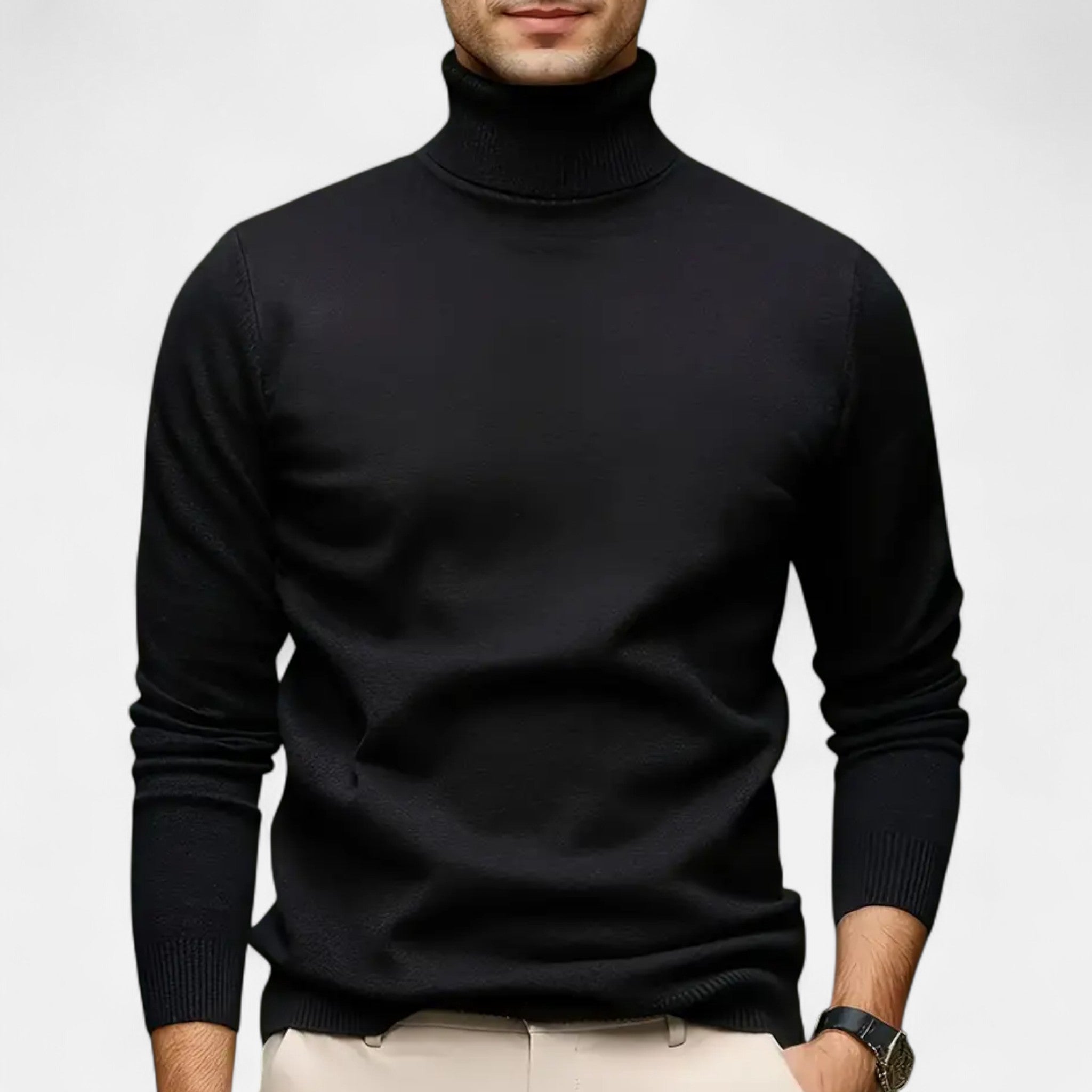 Asher Vale | Men’s Solid Turtleneck Sweater – Modern Simplicity, Lasting Sophistication