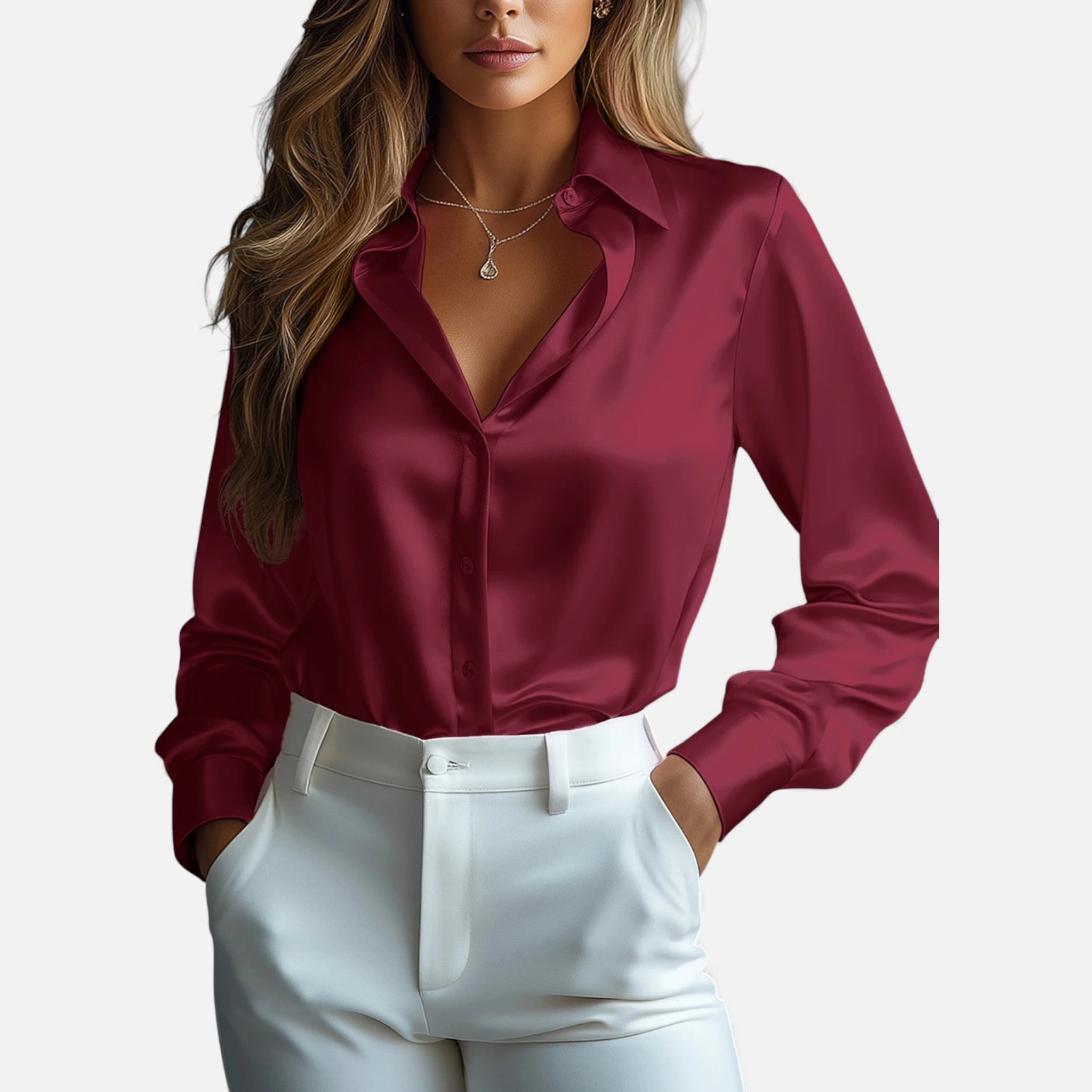 Eldemont | Women’s Elegant Soft-Touch Fabric Long Sleeve Blouse