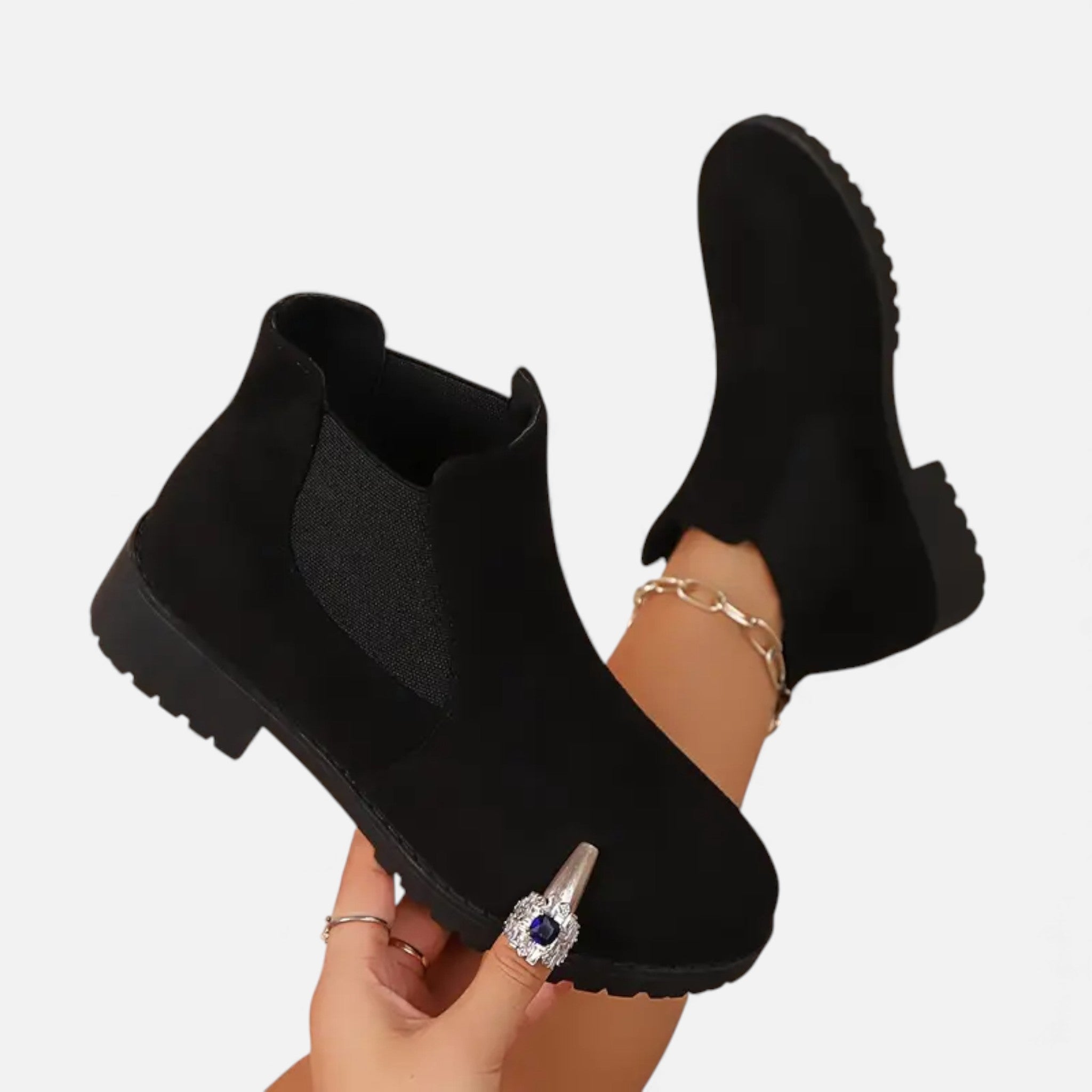 Eldemont | Women’s Elegant Elastic Strap Ankle Boots