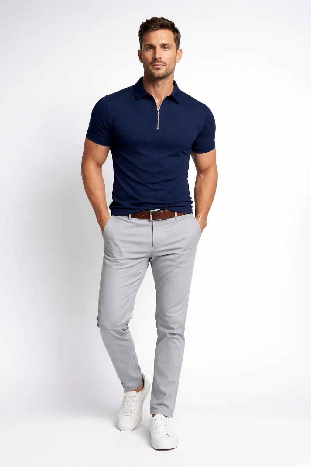 Eldemont | Men's Classic Zip Polo Shirt
